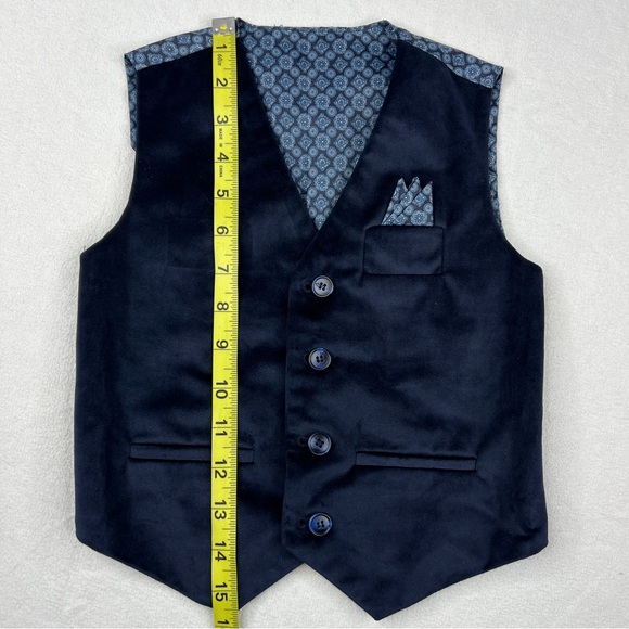Isaac Mizrahi Boys Suit Vest 4 Blue Velvet Vest - Picture 6 of 6